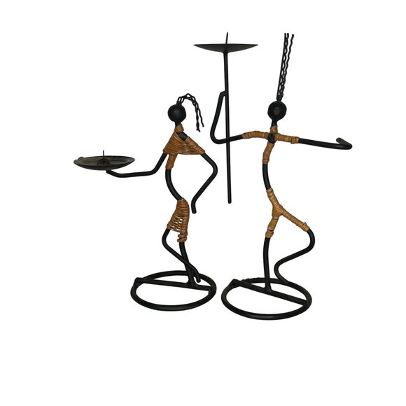 Vintage 1960's Pair of Laurids Lonborg Figure Dancing Candle Holders 9in & 12in - Picture 4 of 13